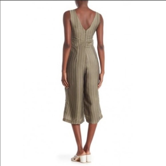 4SI3NNA Sonya Green Stripe Cutout Jumpsuit M - Picture 2 of 14